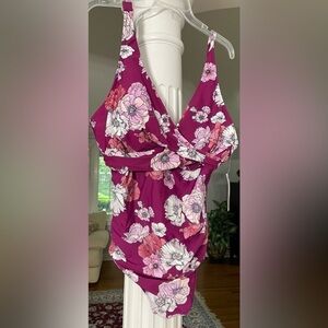 Freshwater women’s one piece swimsuit floral print in Moron , pink light purple